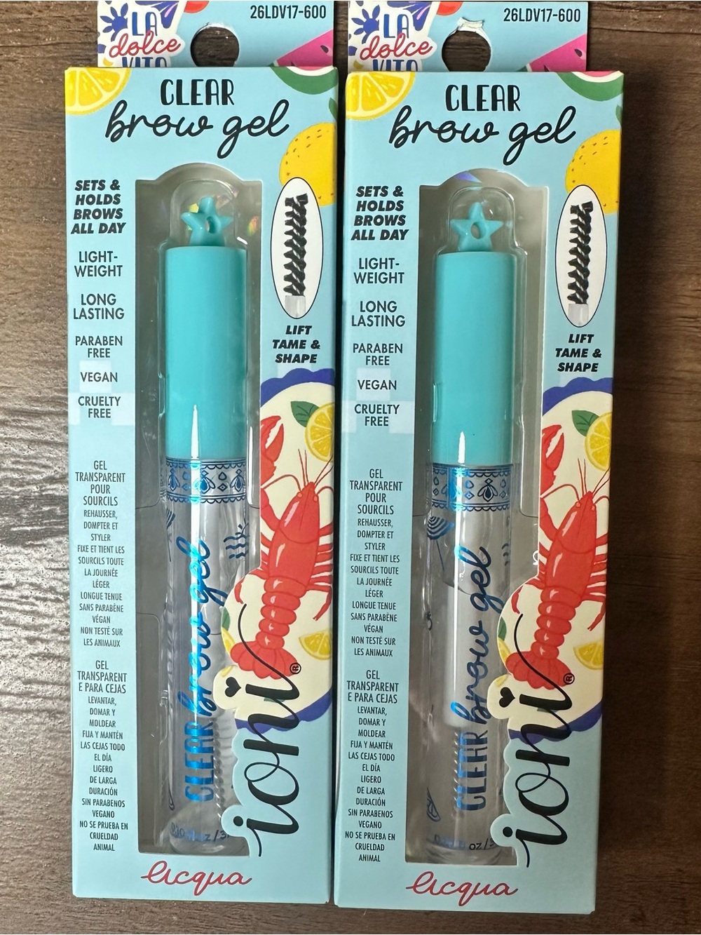 Ioni 2PC LA DOLCE VITA Clear Brow Gel ~Acqua~ Lift, Tame, Shape Brows NEW